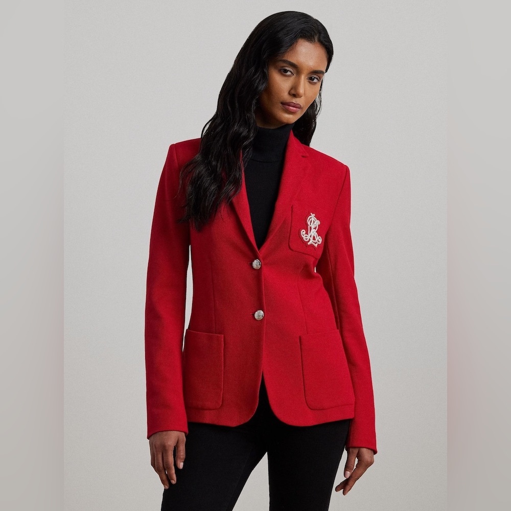 Ralph Lauren Scarlet Blazer with Embroidered Crest